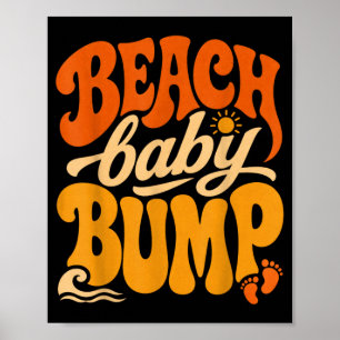 Beach Baby Bump Retro Summer Pregnancy Poster