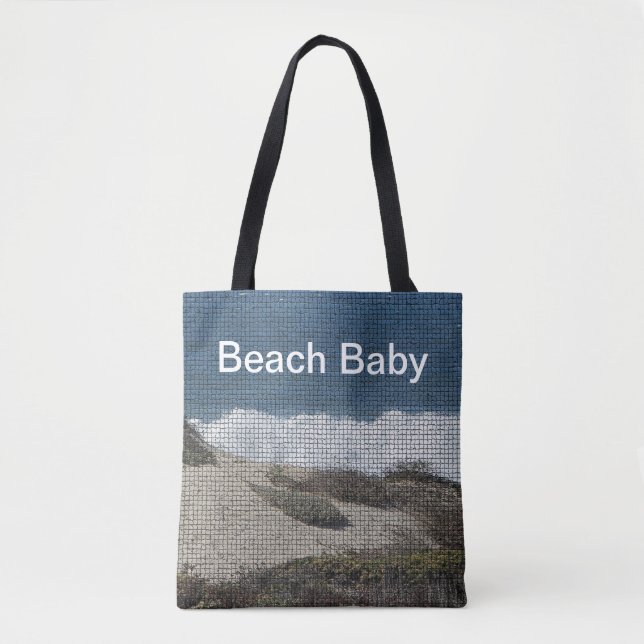 Beach Baby California Coastal Landscape Sand Ocean Tote Bag (Front)