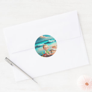 Beach Baby Classic Round Sticker