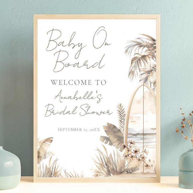 Beach Baby On Board Baby Shower Welcome Sign (Beach Baby On Board Baby Shower Welcome Sign)