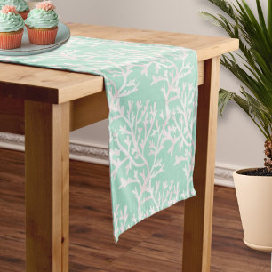 Beach Baby on Board Mint Coral Pattern Baby Shower Medium Table Runner