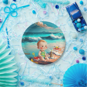 Beach Baby Paper Plate