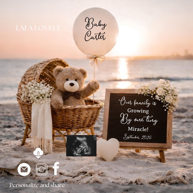 beach baby reveal pregnancy announcement card (Creator Uploaded)