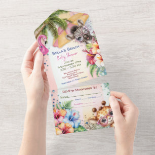 Beach Baby Shower All In One Invitation