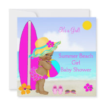 Beach Baby Shower Girl Pink Teal Blue Ethnic