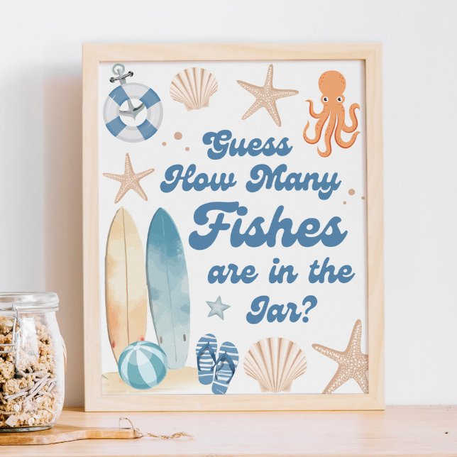 Beach Baby Shower Guess How Many Fishes Game Poster (Creator Uploaded)