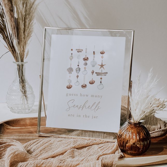 Beach Baby Shower Guess How Many Seashells Game Poster (Creator Uploaded)