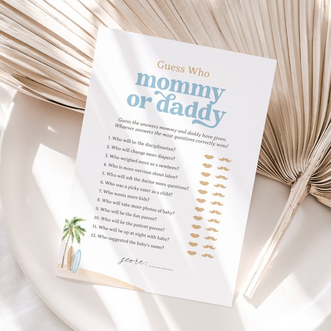 Beach Baby Shower Guess Who Mummy or Daddy Game Invitation (Creator Uploaded)