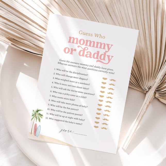 Beach Baby Shower Guess Who Mummy or Daddy Game Invitation (Creator Uploaded)