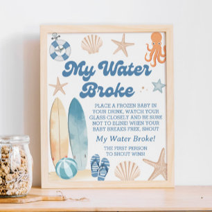 Beach Baby Shower My Water Broke Game Poster