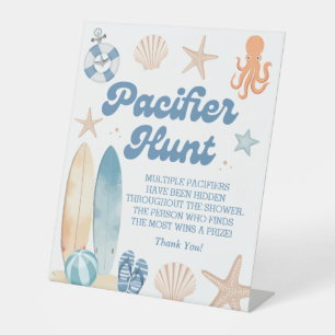 Beach Baby Shower Pacifier Hunt Game Pedestal Sign
