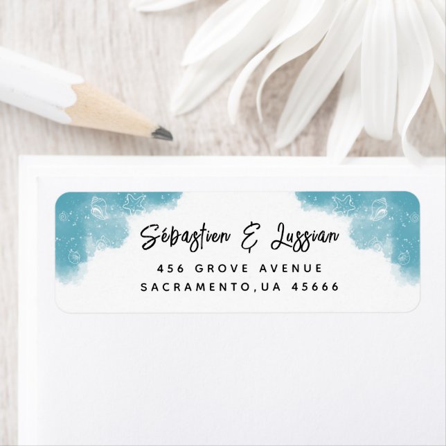 Beach Baby Shower Return Address Label (Insitu)