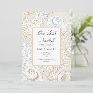 Beach Baby Shower Seashell Nautical Ocean Invitation
