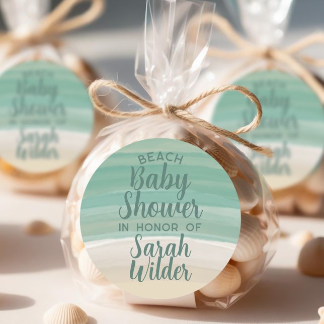 Beach Baby Shower Sticker (For your beach baby shower - just add your name)