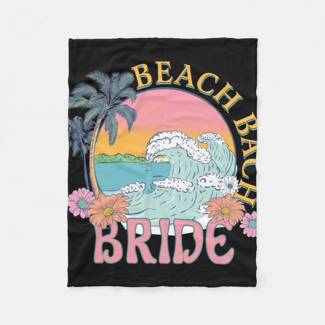 Beach Bach Bride Bridesmaid Retro Summer Bachelore Fleece Blanket (Front)