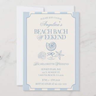 Beach Bach Weekend Bachelorette Itinerary and  Invitation