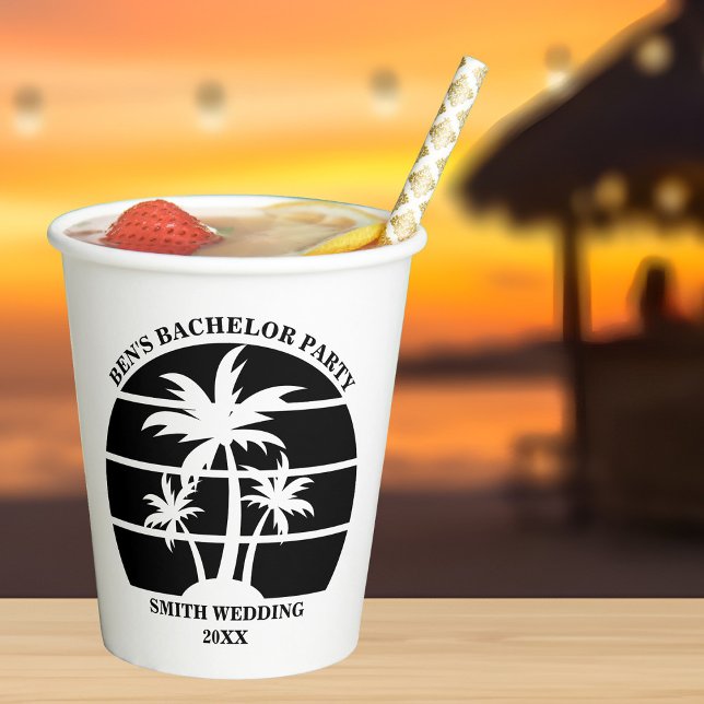 Beach Bachelor Party Island Wedding Personalised Paper Cups (Creator Uploaded)