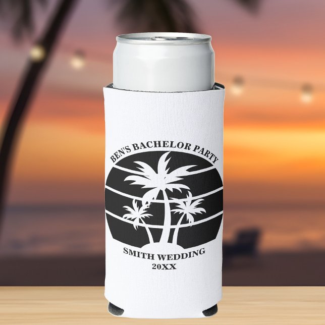 Beach Bachelor Party Island Wedding Personalised Seltzer Can Cooler (Creator Uploaded)