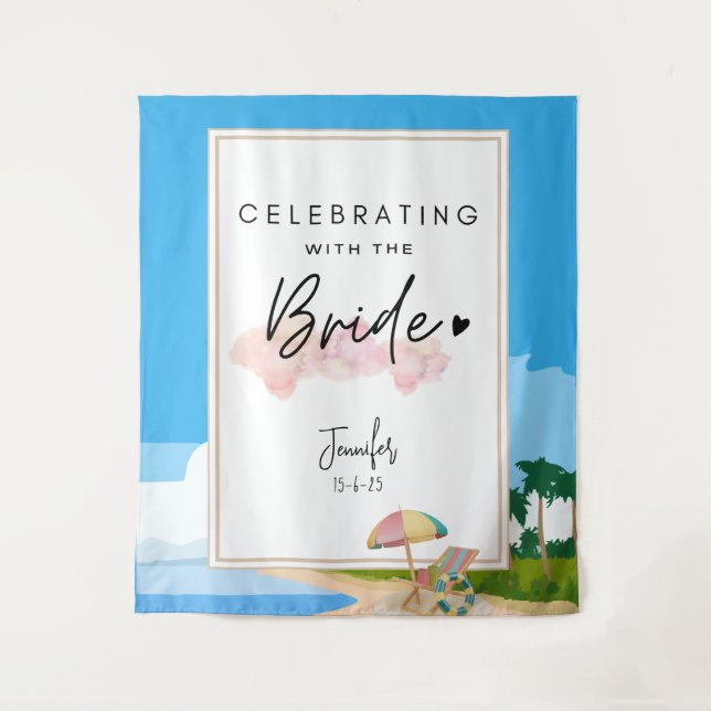 Beach Bachelorette backdrop for Hens Party  Tapestry (Front)