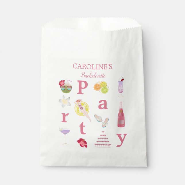 Beach Bachelorette Bash Bridal Shower Welcome Sign Favour Bag (Front)