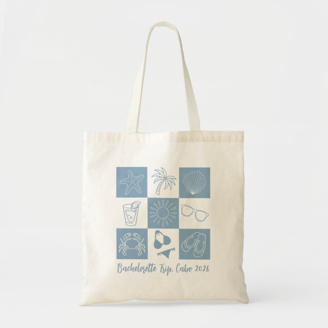 Beach Bachelorette Blue Tote Bag (Front)