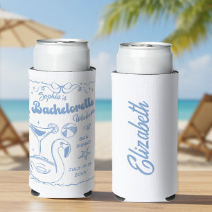 Beach Bachelorette Party Blue Seltzer Can Cooler