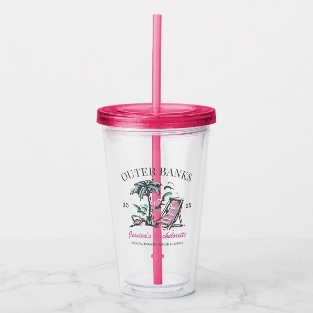 Beach Bachelorette Party Custom Bridesmaid Gift Acrylic Tumbler (Front)