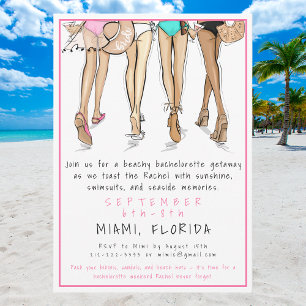 Beach Bachelorette Party Destination Bride Squad  Invitation