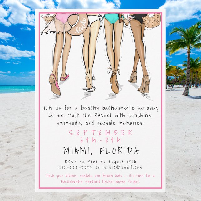 Beach Bachelorette Party Destination Bride Squad  Invitation (Creator Uploaded)