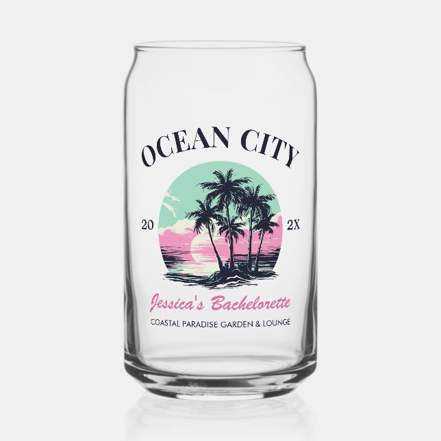 Beach Bachelorette Party Favour Bridesmaid Gift Can Glass (Front)