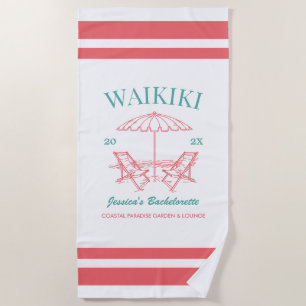 Beach Bachelorette Party Favour Personalised Text Towel
