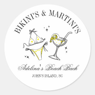 Beach Bachelorette Party Favour Social Club  Classic Round Sticker