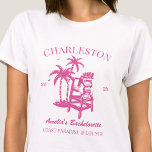 Beach Bachelorette Party Girls Trip Pink Custom T-Shirt<br><div class="desc">Make a splash at your upcoming bachelorette party with this stunning beach bachelorette party personalised t-shirts. Whether you're celebrating a bach trip, a girls' vacation, or a best friends' holiday, this custom beach bachelorette party t-shirts are the perfect addition to your unforgettable getaway. Add a personal touch to your bachelorette...</div>