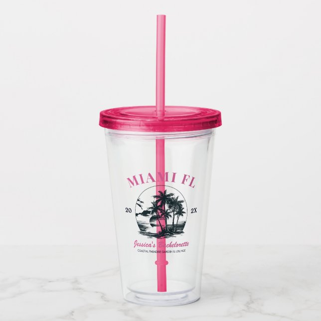 Beach Bachelorette Party Girls Weekend Trip Custom Acrylic Tumbler (Front)