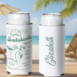 Beach Bachelorette Party Green Seltzer Can Cooler