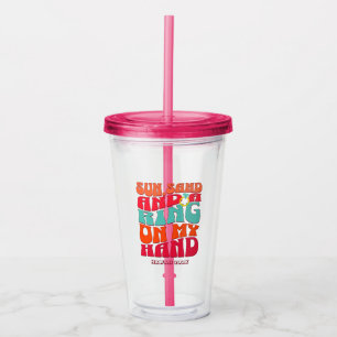Beach Bachelorette Party Groovy Sun Sand Ring Acrylic Tumbler