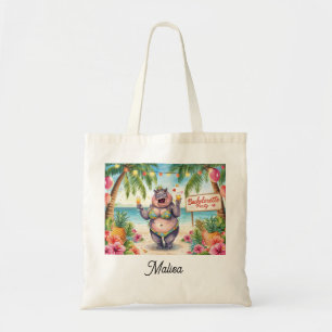 Beach Bachelorette Party Invitation for Hippo Tote Bag