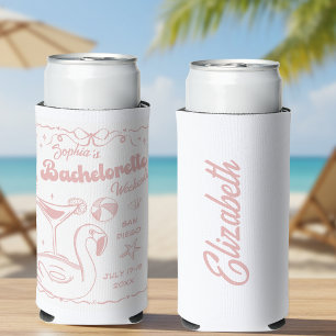 Beach Bachelorette Party Pink Seltzer Can Cooler