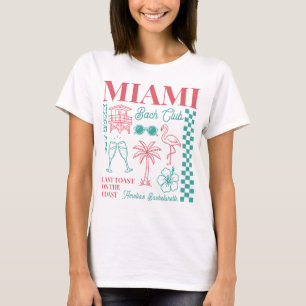 Beach Bachelorette Party Retro Doodle Sketch Miami T-Shirt