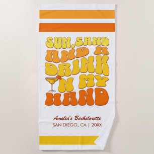 Beach Bachelorette Party Retro Sun Sand Drink Towel