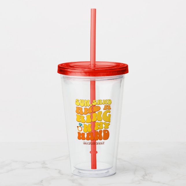 Beach Bachelorette Party Retro Sun Sand Ring Acrylic Tumbler (Front)