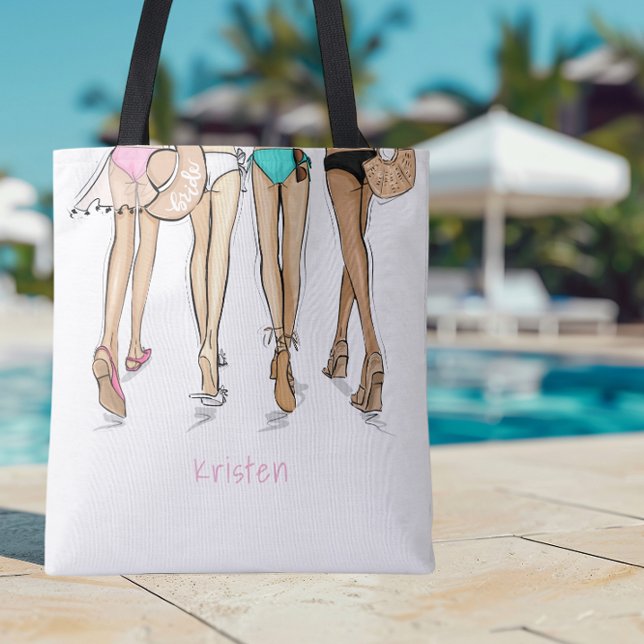 Beach Bachelorette Party Weekend Destination Name Tote Bag (Creator Uploaded)