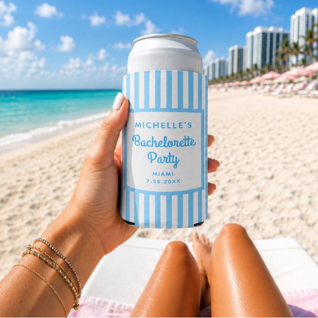 Beach Bachelorette Personalised Can Coolers (Creator Uploaded)