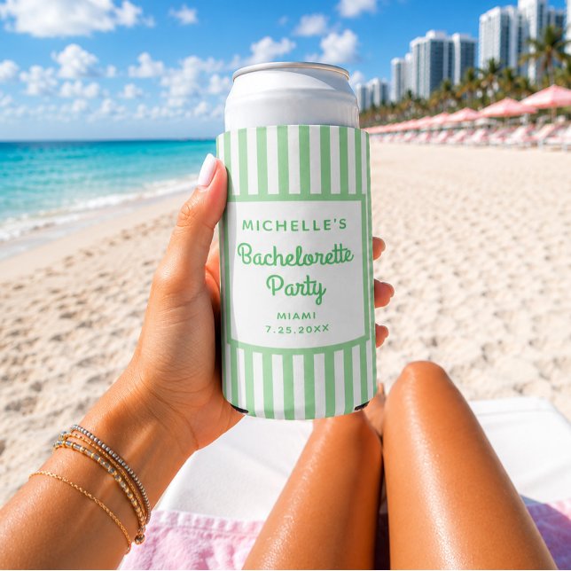 Beach Bachelorette Personalised Can Coolers (Creator Uploaded)