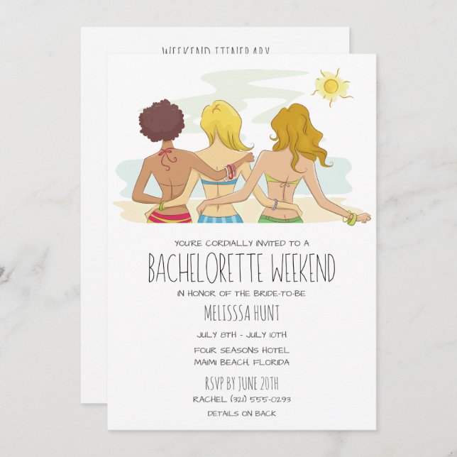 Beach Bachelorette Weekend Getaway Invitation (Front/Back)