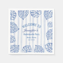 Beach BACHELORETTE Whimsical Blue palm leaves