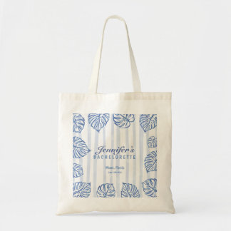 Beach BACHELORETTE Whimsical Blue palm leaves Tote Bag