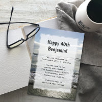 Beach Background His Birthday Party Invitation