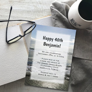 Beach Background His Birthday Party Invitation