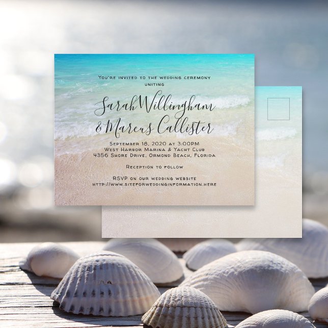 Beach Background Postcard Wedding Invitation (Creator Uploaded)